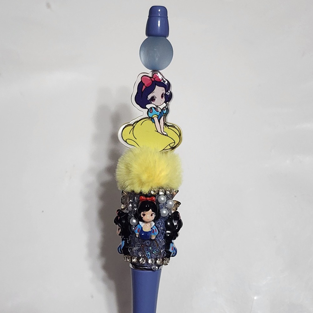 Princess Beaded Pen Purple Black Ink Gift Stocking Stuffer Refillable